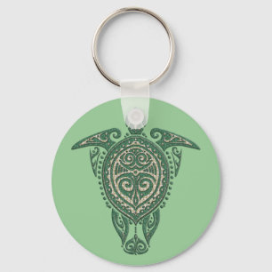Shamanic Sea Turtle Symbol + your ideas Key Ring