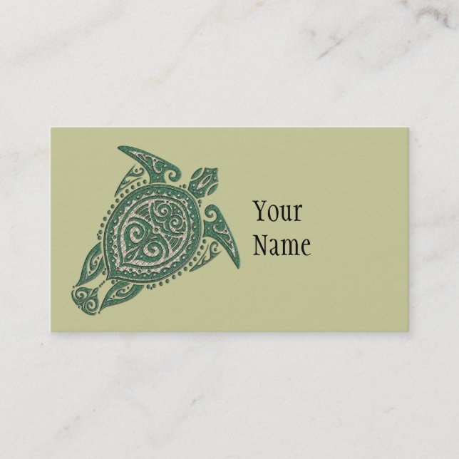 Shamanic Sea Turtle Symbol + your ideas & text Business Card (Front)