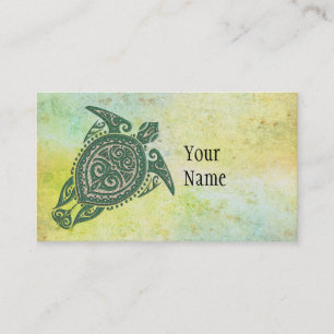 Shamanic Sea Turtle Symbol + your ideas & text Business Card