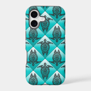 Shamanic Sea Turtles Pattern - cyan