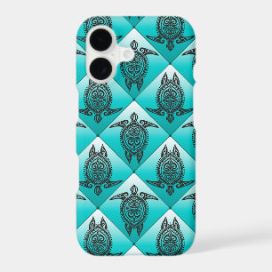 Shamanic Sea Turtles Pattern - cyan