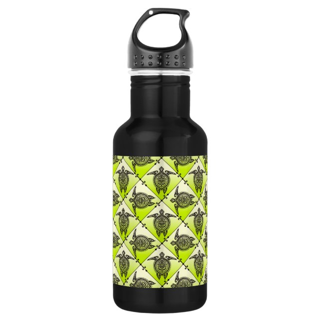 Shamanic Sea Turtles Pattern - green 532 Ml Water Bottle (Front)