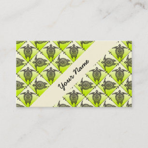 Shamanic Sea Turtles Pattern - green Business Card
