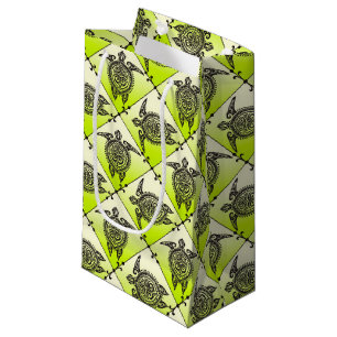 Shamanic Sea Turtles Pattern - green + your idea Small Gift Bag