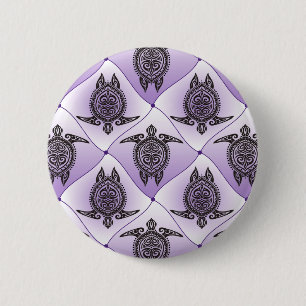 Shamanic Sea Turtles Pattern - violet 6 Cm Round Badge