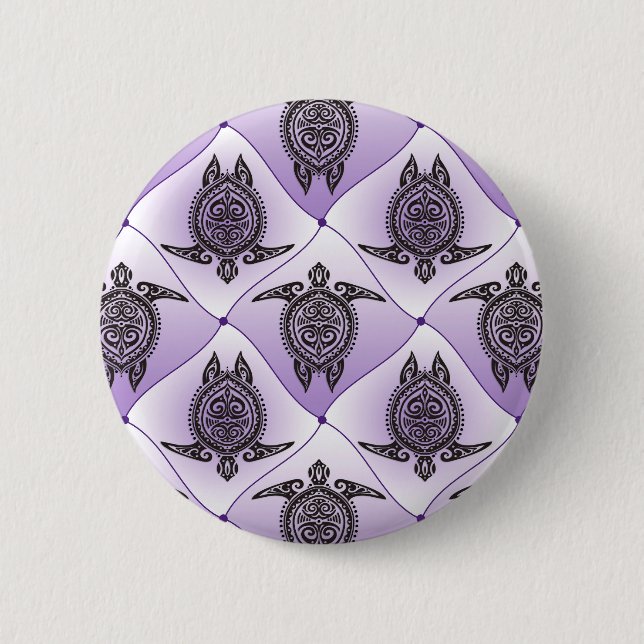 Shamanic Sea Turtles Pattern - violet 6 Cm Round Badge (Front)