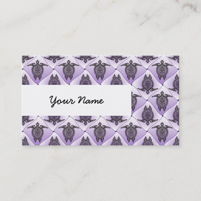 Shamanic Sea Turtles Pattern - violet Business Card (Front)