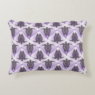 Shamanic Sea Turtles Pattern - violet Decorative Cushion