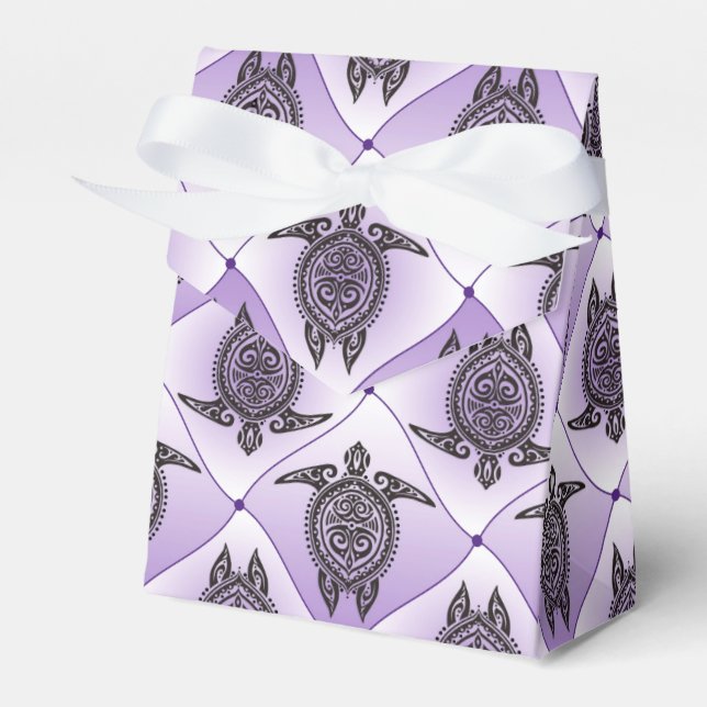 Shamanic Sea Turtles Pattern - violet Favour Box (Front Side)