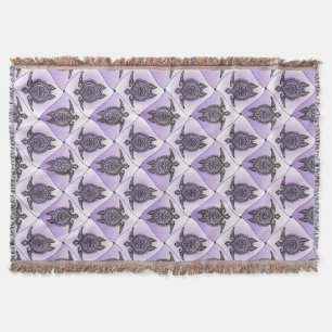 Shamanic Sea Turtles Pattern - violet vertical Throw Blanket
