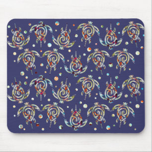 Shamanic Sea Turtles Pattern + your backgr. colour Mouse Pad
