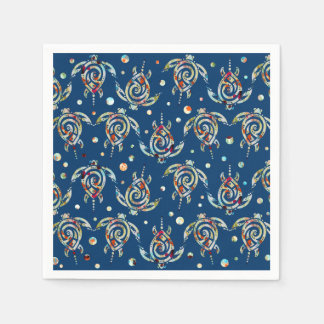Shamanic Sea Turtles Pattern + your backgr. colour Napkin