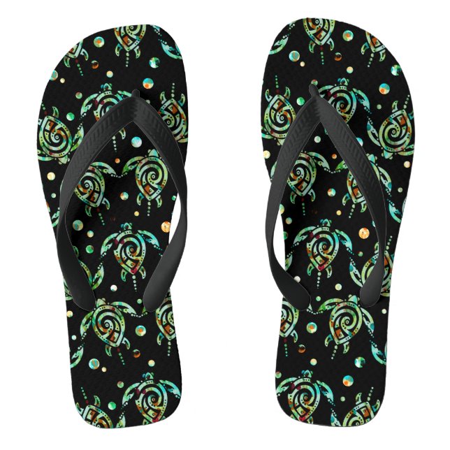 Shamanic Sea Turtles Seamless Pattern + your back. Jandals (Footbed)