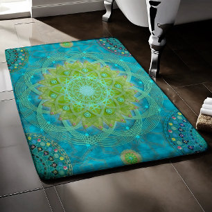 Shambala Tantric Nymphaea mandala art Bath Mat