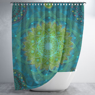 Shambala Tantric Nymphaea mandala art Shower Curtain