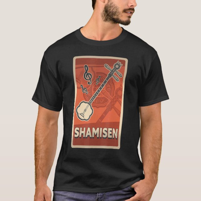 Shamisen Asian Retro Instrument For Musicians T-Shirt (Front)