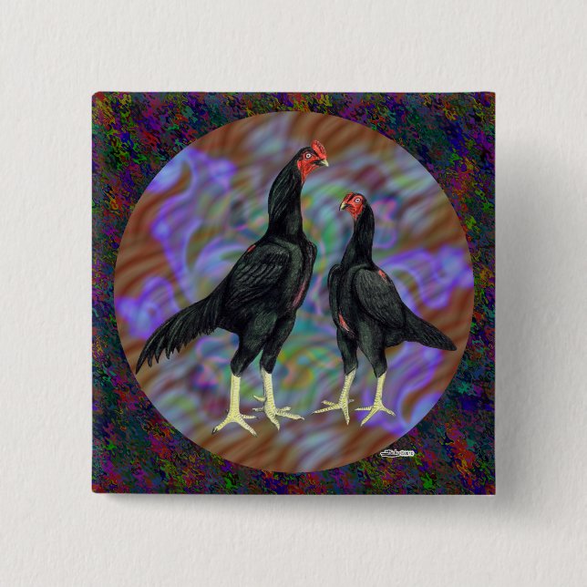 Shamo:  Black Pair 15 Cm Square Badge (Front)