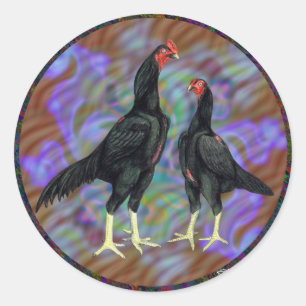 Shamo:  Black Pair Classic Round Sticker