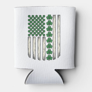 Shamrock American Flag Vintage Vector Design_1 Can Cooler