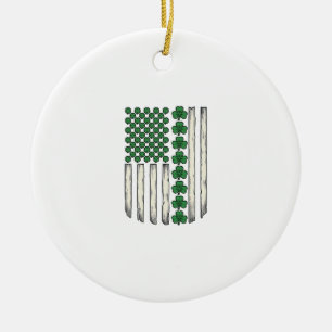 Shamrock American Flag Vintage Vector Design_1 Ceramic Tree Decoration