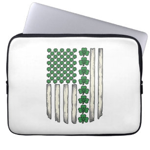 Shamrock American Flag Vintage Vector Design_1 Laptop Sleeve