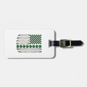 Shamrock American Flag Vintage Vector Design_1 Luggage Tag