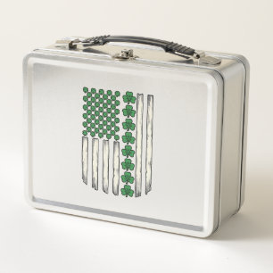 Shamrock American Flag Vintage Vector Design_1 Metal Lunch Box