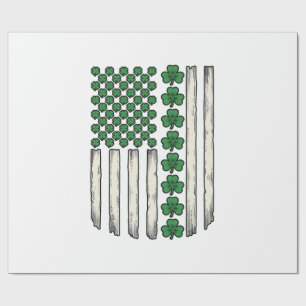 Shamrock American Flag Vintage Vector Design_1 Wrapping Paper