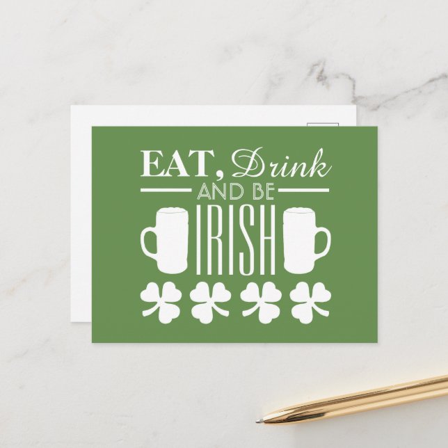 Shamrock and Beer Postcard (Front/Back In Situ)