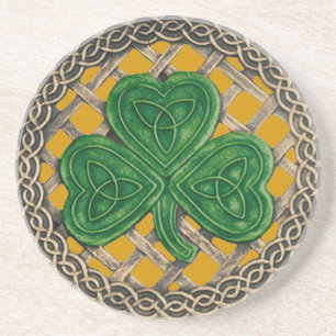 Shamrock And Celtic Knots Coaster Gold