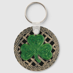 Shamrock And Celtic Knots Keychain Black