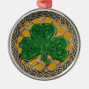 Shamrock And Celtic Knots Ornament  Gold