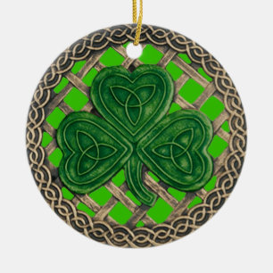 Shamrock And Celtic Knots Ornament Green