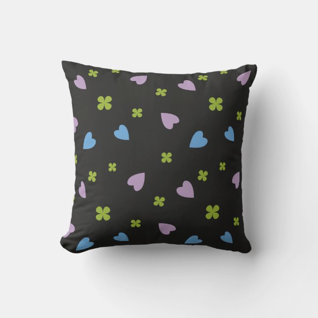 Shamrock and Hearts Pattern Cushion (Front)