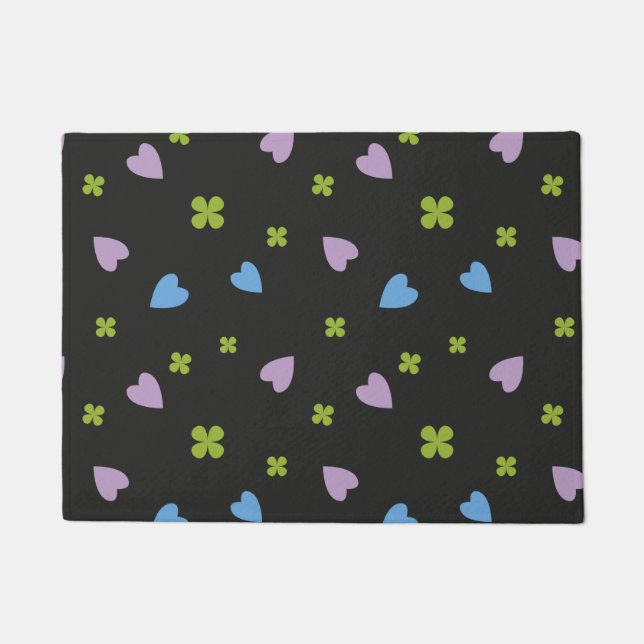 Shamrock and Hearts Pattern Doormat (Front)