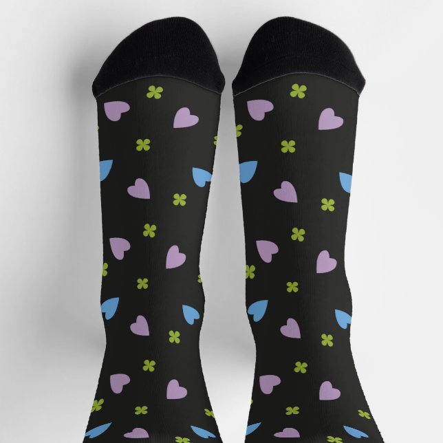 Shamrock and Hearts Pattern Socks (Top)