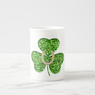 Shamrock And Horseshoe Bone China Mug