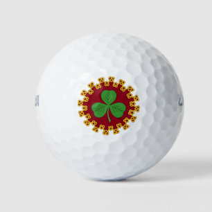 Shamrock and Knotwork on Red Golf Balls