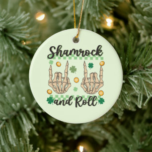 Shamrock and Roll Hand Skeleton Ceramic Tree Decoration