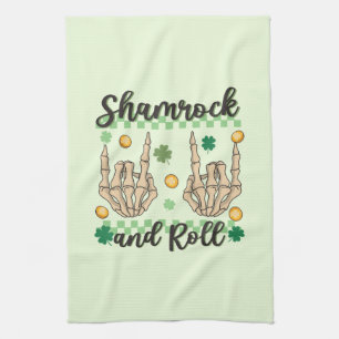 Shamrock and Roll Hand Skeleton Tea Towel