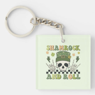 Shamrock and Roll - Skeleton Clover Key Ring