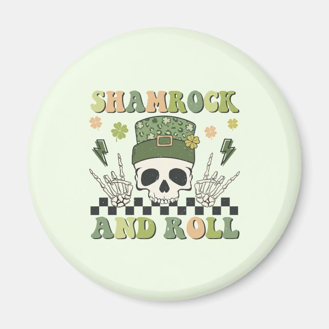Shamrock and Roll - Skeleton Clover Magnet (Front)