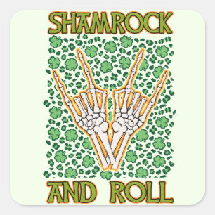 Shamrock And Roll St Patrick's Day Square Sticker