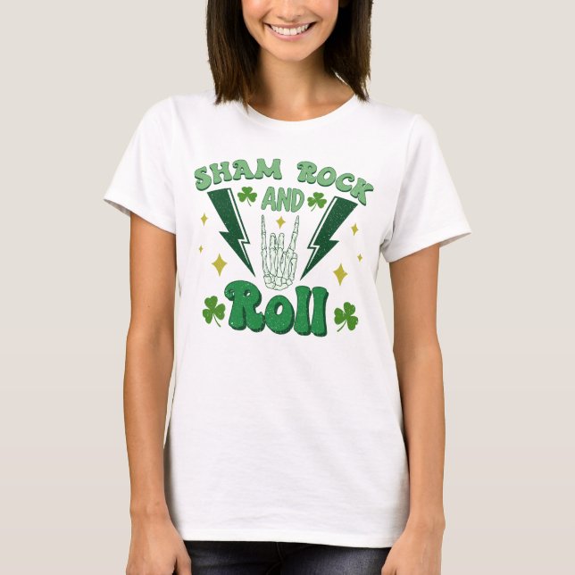 Shamrock And Roll St Patrick's Day T-Shirt (Front)