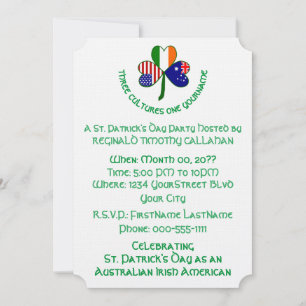 Shamrock Australia Ireland USA Flags Invitation