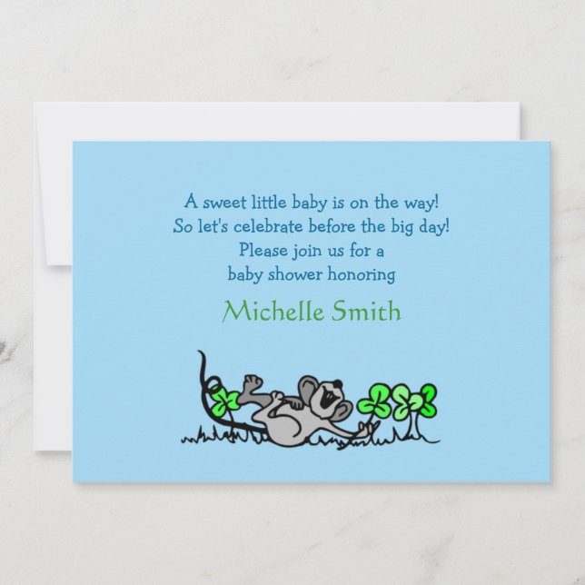 shamrock; baby shower invitation (Front)