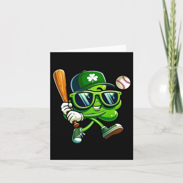 Shamrock Baseball Shirts Funny St Patricks Day Boy Card (Front)