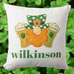 Shamrock Beers Leprechaun St Patrick's Custom Cushion