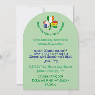 Shamrock Bolivia, Ireland, USA Flags Reunion Invitation