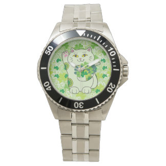 Shamrock Bouquet Maneki Neko (Lucky Cat) Watch
